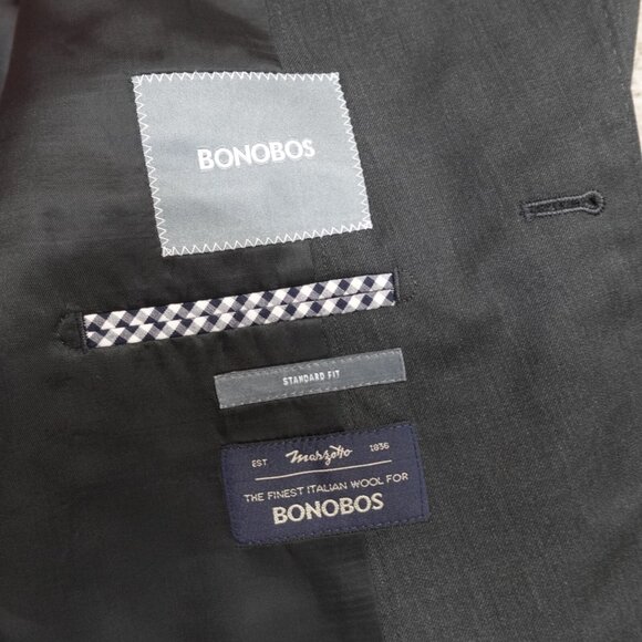 Bonobos Blazer 40R Gray Solid 2 Button Standard Fit Double Vent Marzotto - Picture 2 of 10